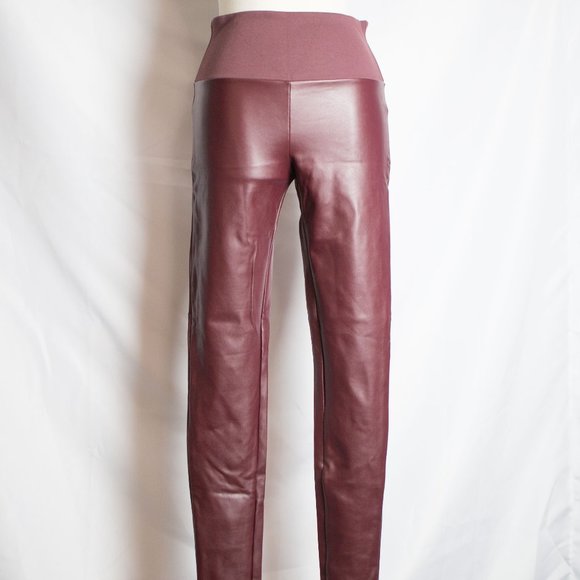 Spanx Assets Red Wine Faux Leather Leggings Small - Picture 4 of 14